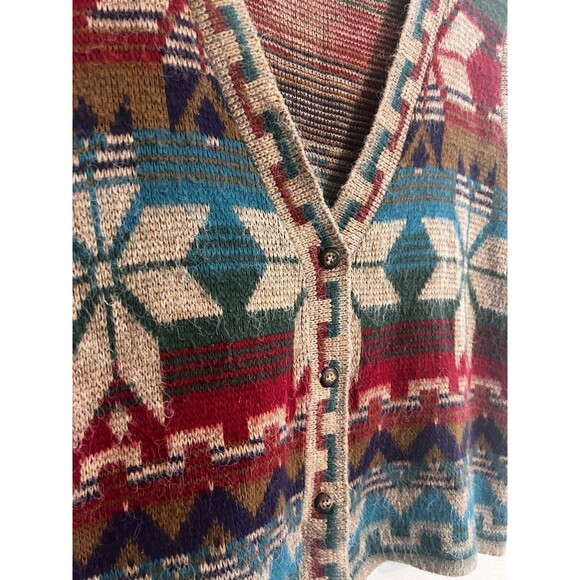 Vintage Southwestern Navajo Inspired Sweater Vest Button Front L Preppy Boho - Picture 3 of 6